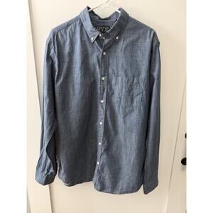 Rye by Hawker Rye Mens Large Blue Slub Garment Wash Button Down Shirt NWT